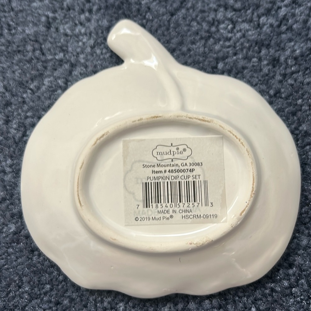 Mud Pie Halloween & Thanksgiving tidbit bowls. Cream colored ceramic novelties. - Picture 2 of 6